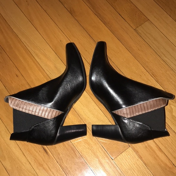 MARK Black Faux Leather Heeled Ankle Boots - Picture 3 of 7